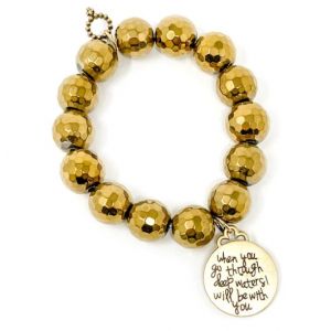 Isiah 43:2 Faceted Gold Hematite Bracelet