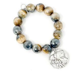 Saint Anthony Faceted Carmel Tiger Eye Bracelet