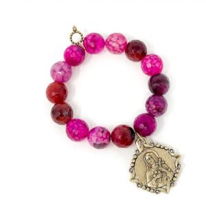 Saint Therese Faceted Azalea Agate Bracelet