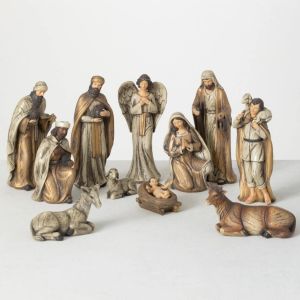 Wood Look 11pc Nativity Set 8" Scale
