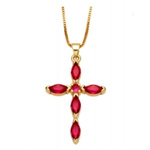 Crystal Cross 14kt Gold Plated Necklace