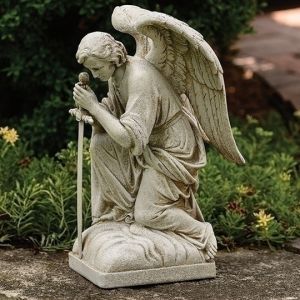 Kneeling St. Michael with Sword Statue