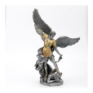 Saint Michael Pewter w/Gold Statue 14"