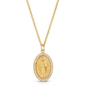 Our Lady of Grace Circled in Crystal Necklace