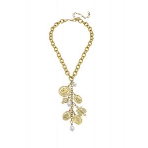 Saints Charm Necklace w/Freshwater Pearls