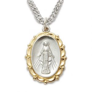 Two Tone Miraculous Medal Necklace
