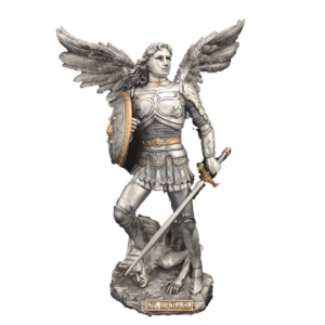 652 Archangel Michael Pewter with Gold Highlights