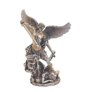 Saint Michael Pewter with Gold Accents Statue