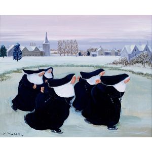 Nuns Ice Skating Christmas Card