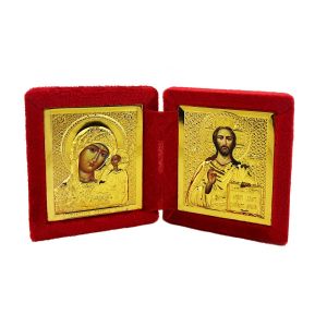 Virgin of Kazan and Christ The Teacher Red Icon