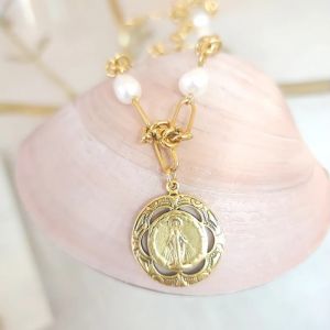 Pearl Link Our Lady of Grace Necklace