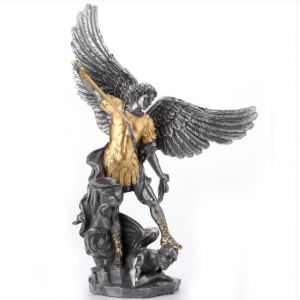 Saint Michael Pewter w/Gold Statue 14"