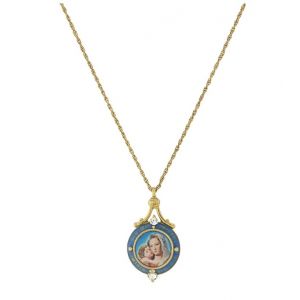 Madonna and Child Blue Necklace