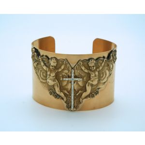 Crystal Cross with Angels Vintage Cuff