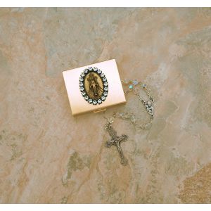 Crystal Miraculous Vintage Rosary & Box