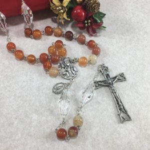 Carnelian St Anne Sterling Rosary