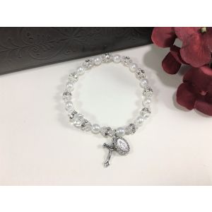 Pearl & Crystal White Stretch Bracelet
